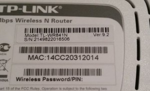 TP-Link WR841N Typenschild